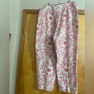 Talbot’s (Size 16) Vintage Linen Pink Scroll Pattern 
Ankle-length Pants